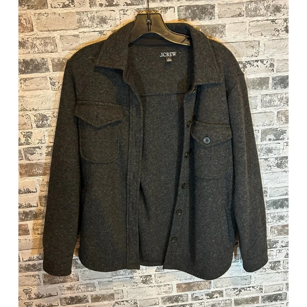 J.Crew Wool Blend Shacket Womens Small Charcoal Grey‎